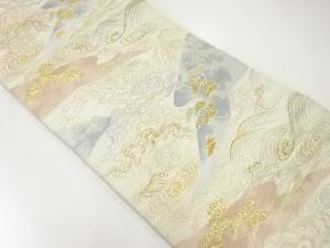 アンティーク　荒波に霞模様織出し袋帯（材料）